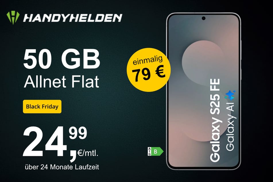 Das Samsung Galaxy S25 FE (256 GB) inkl. 50 GB Datenvolumen für einmalig 79 Euro.