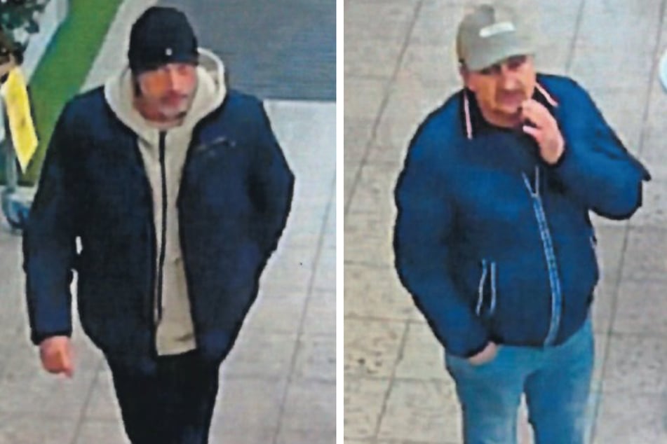 Mit diesen Fotos sucht die Polizei nach den zwei mutmaßlichen Tätern.