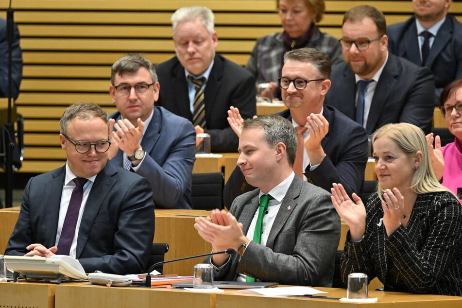 Thüringens neuer Ministerpräsident Mario Voigt (47, CDU, v.l.) will am Freitag die vollständige Besetzung seines Kabinetts bekannt geben.