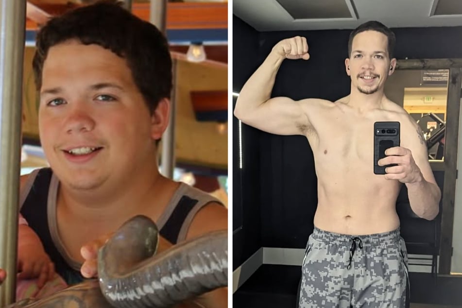 Links: Früher war Matthew Sidwell übergewichtig. Rechts: Heute ist der 32-Jährige topfit.