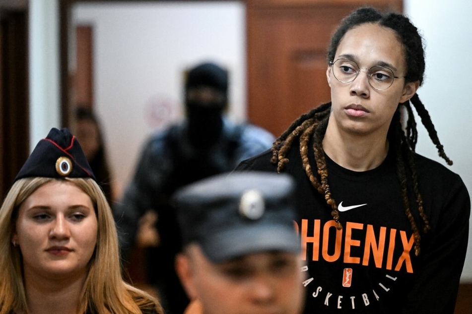 WNBA star Brittney Griner attending a trial in Russia over drug charges on July 27, 2022.