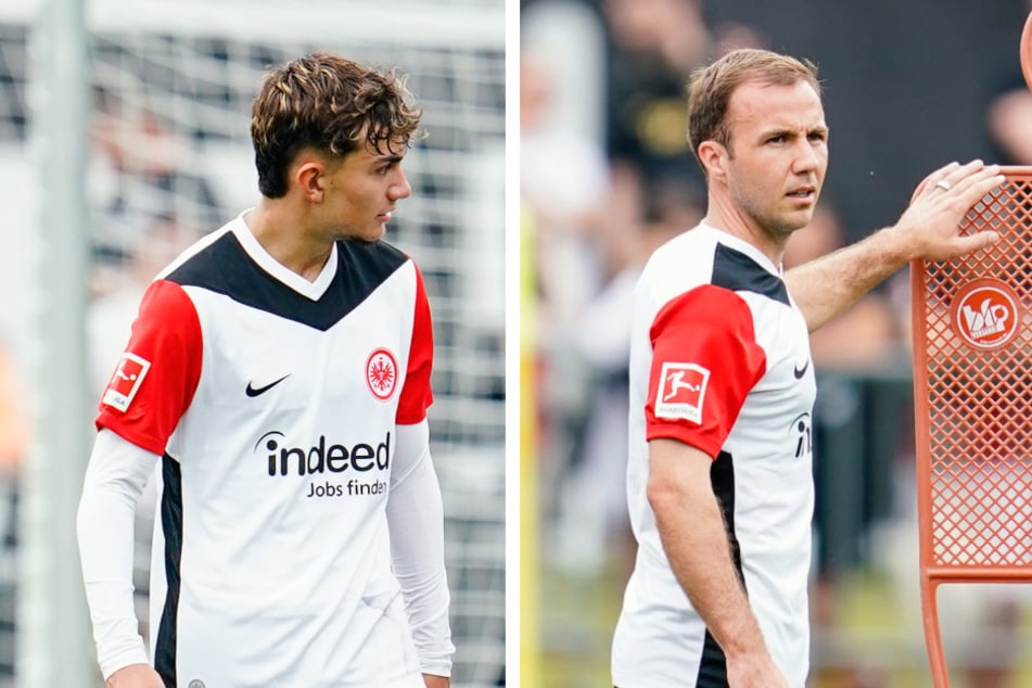 SGE-Neuzugang Can Uzun (18, l.) könnte Mario Götze (32) in der kommenden Saison einen Platz in der Frankfurter Startelf streitig machen.