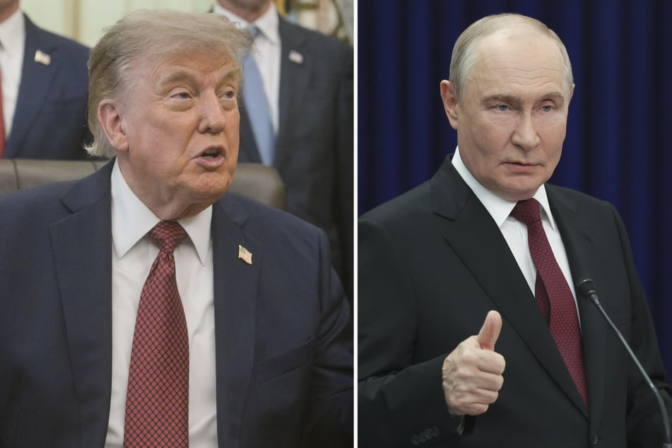 Donald Trump (80, l.) glaubt nicht, dass Russlands Staatsoberhaupt Wladimir Putin (73) hinter dem gescheiterten Drohnenangriff in Leipzig steckt.