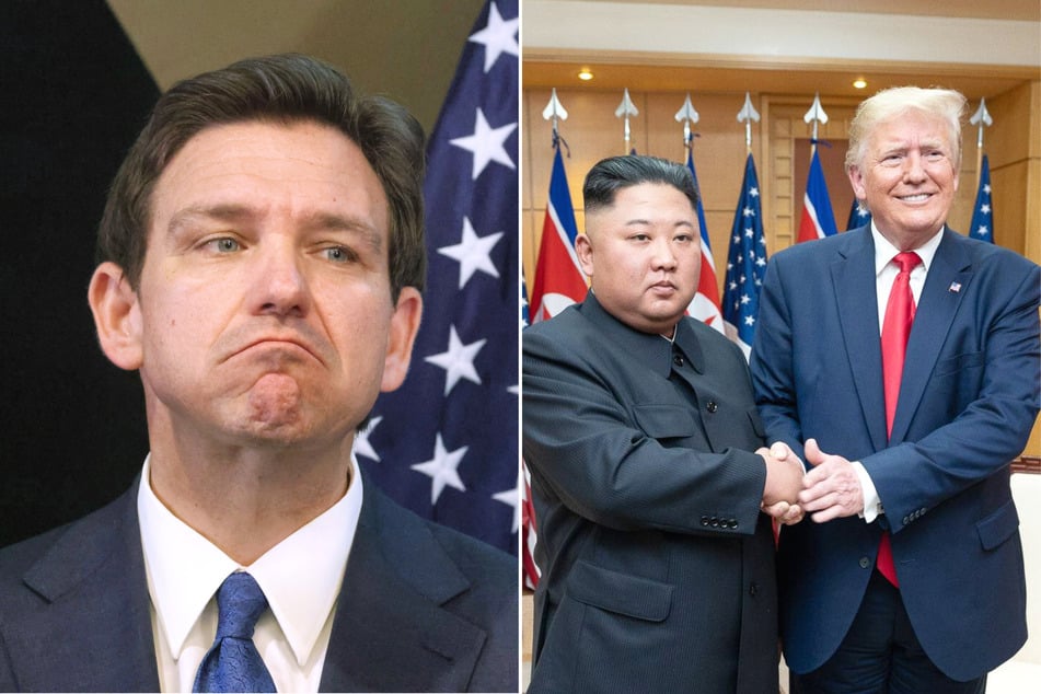 Donald Trump (r.) reacted on social media to Ron DeSantis's (l.) campaign launch by comparing the size of their genitals and calling Kim Jong Un his soon-to-be "friend".