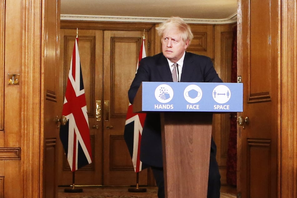 Boris Johnson, Premierminister von Großbritannien, gibt eine Pressekonferenz.