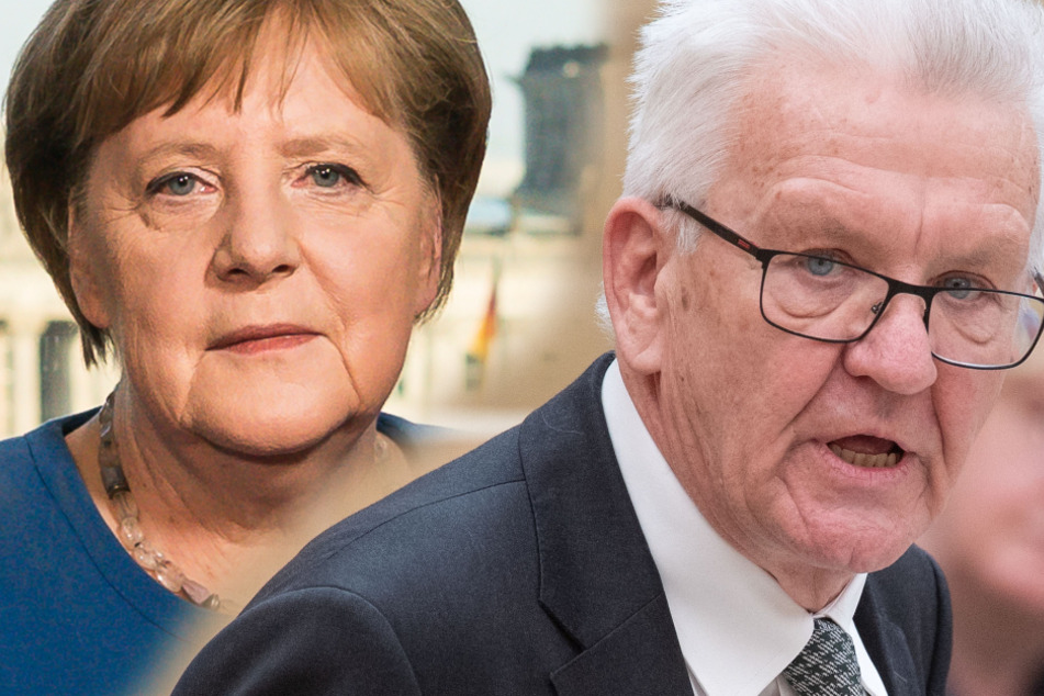 Angela Merkel berät sich mit den Ministerpräsidenten, darunter Winfried Kretschmann.