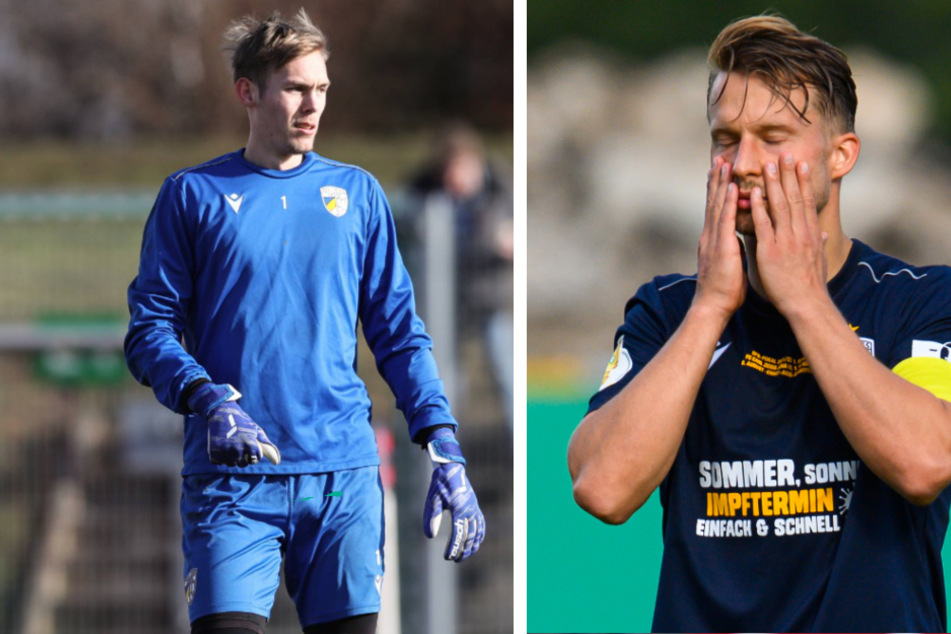 Der FC Carl Zeiss Jena wird ohne seine bisherige Nummer eins Lukas Sedlak (21, l.) und Ex-Kapitän Maximilian Oesterhelweg (31, r.) in die kommende Saison gehen.