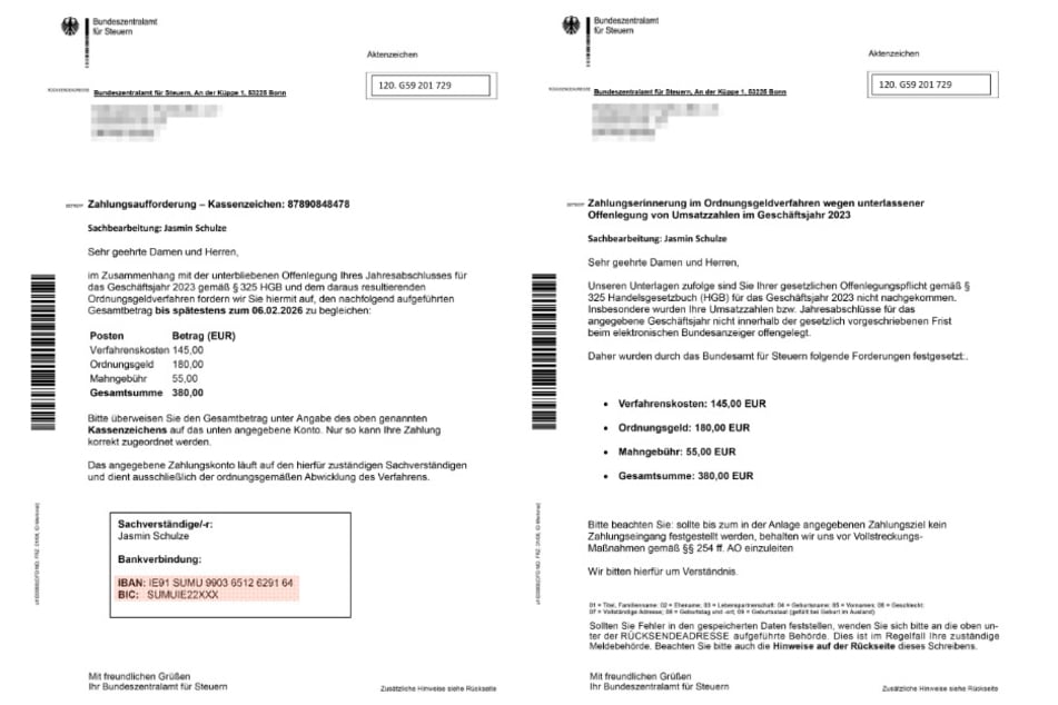 Die Schreiben der Betrüger sind sehr professionell gestaltet.