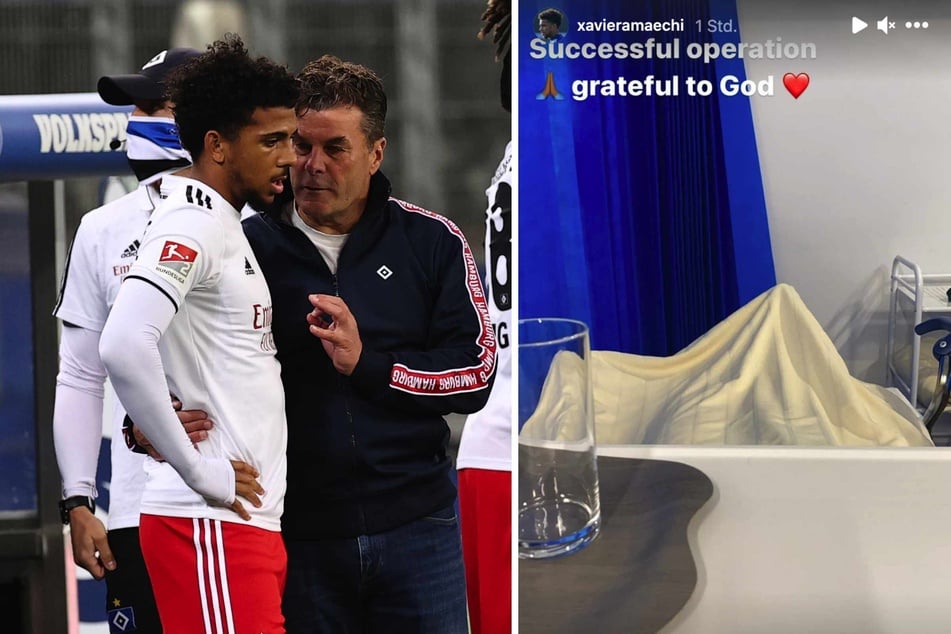 Die Leihgabe vom Hamburger SV, Xavier Amaechi (20, hier mit Ex-Trainer Dieter Hecking, 56), zog sich einen Mittelfußbruch zu und wurde operiert.