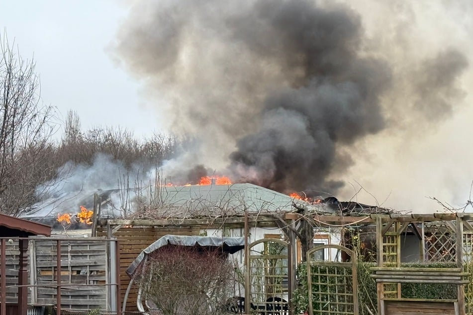 Das Feuer brach um die Mittagszeit in einem Gartenverein aus.