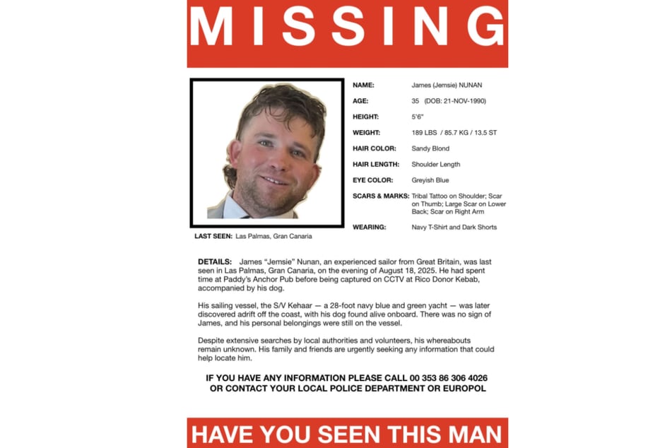 Mit dieser Vermisstenmeldung wird nach dem Briten gesucht.