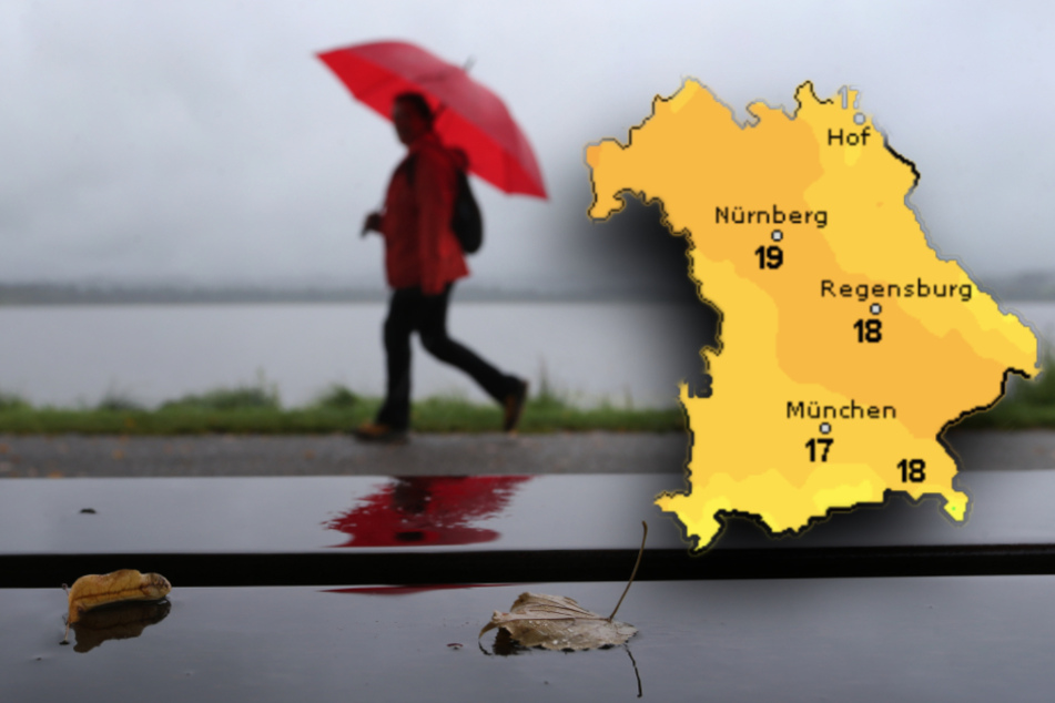 In Bayern wird es mit viel Regen und wenig Sonne ungemütlich. (Bildmontage)