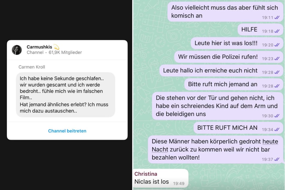 Die Influencerin postete ihre Gefühle zu den Vorfällen sowie die Chats vom Mittwochabend in ihrer Instagram-Story.