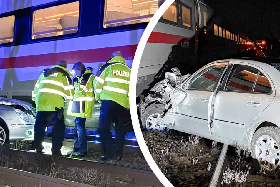 Mitten auf Bahnübergang: Vollbesetzter ICE rammt Auto - Fahrer entkommt knapp