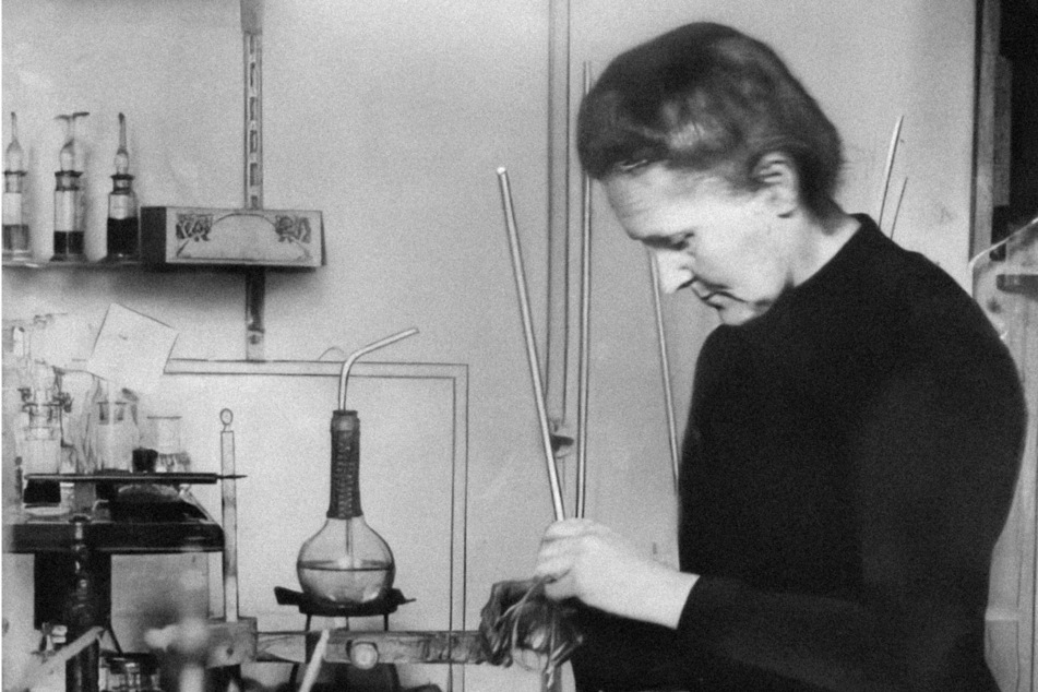 Marie Curie in her lab in France.