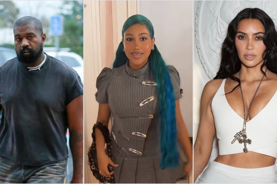 Kim Kardashian (r.) shared her thoughts on North West's (c.) bold fashion while insiders claim that Kanye West has warned his ex-wife to stop allowing it.