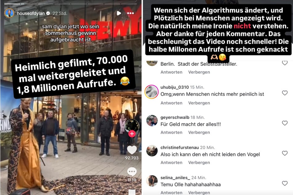 In seiner Instagram-Story hetzt Sam gegen seine Hater.