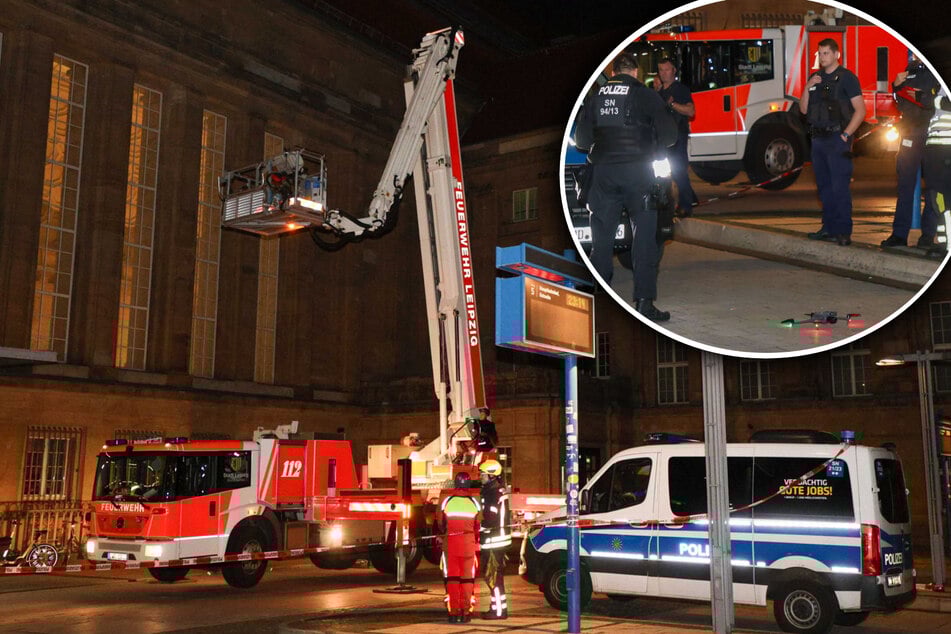 Leipzig: Großeinsatz am Leipziger Hauptbahnhof: Mann läuft auf Dach der Osthalle herum