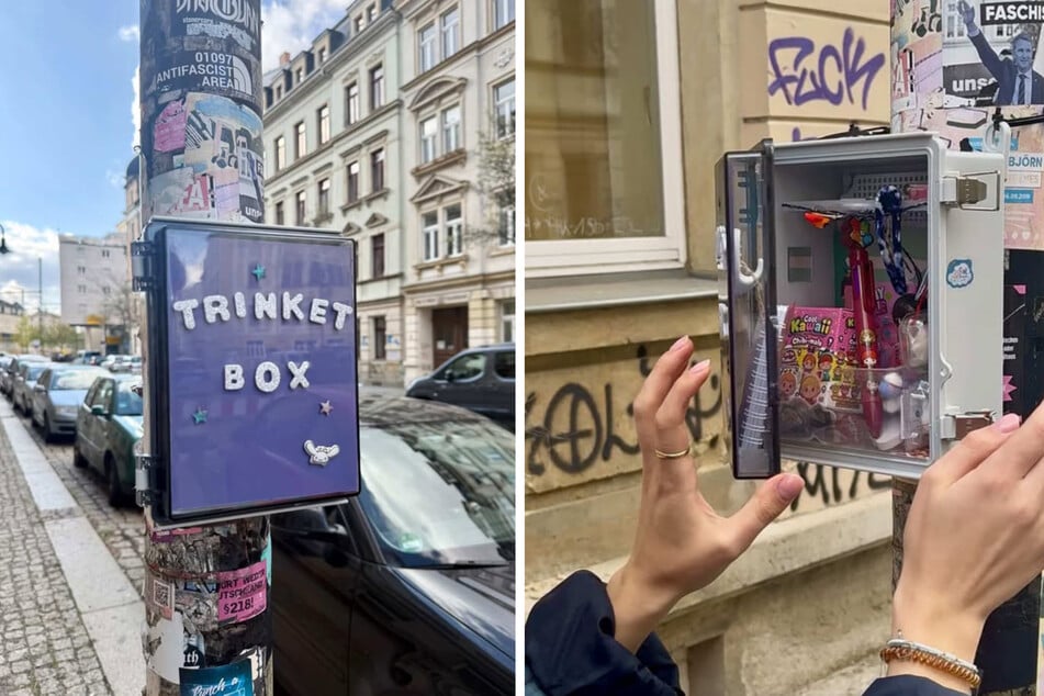 An der Erlenstraße 13 hängt die Trinket-Box und sorgt für neugierige Blicke.