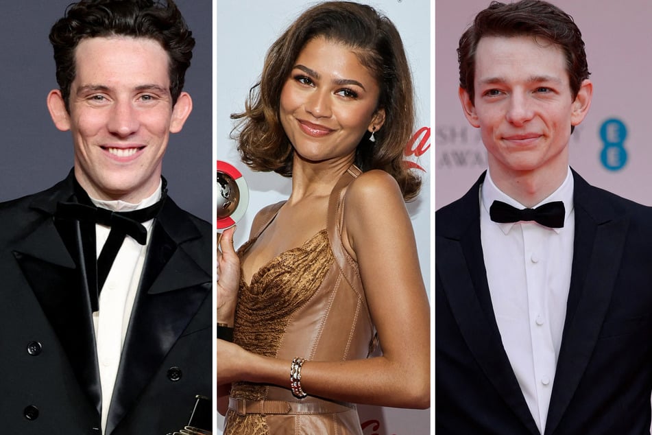 Zendaya, Josh O'Connor (l), and Mike Faist (r) star as tennis players embroiled in a tense love triangle in Challengers.