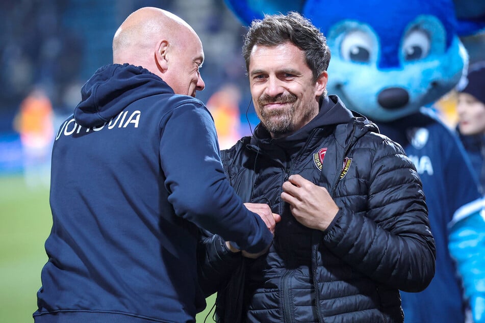 Dresden-Coach Thomas Stamm (42, r.) hatte am Ende gut lachen.