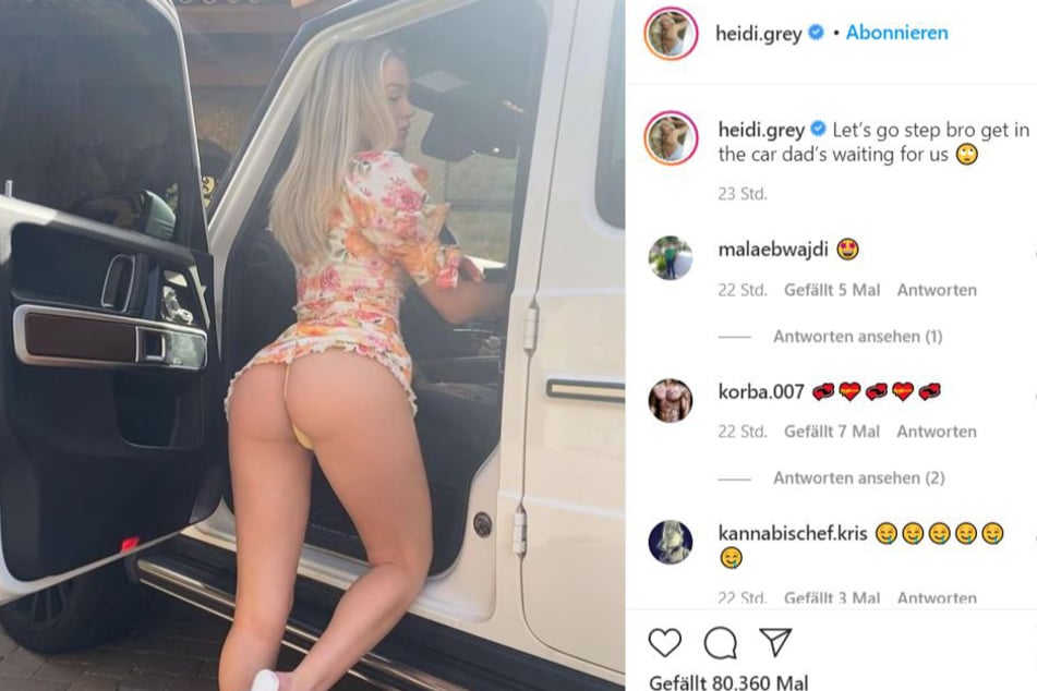 Heidi Grey thrills fans by exposing her almost bare bottom.