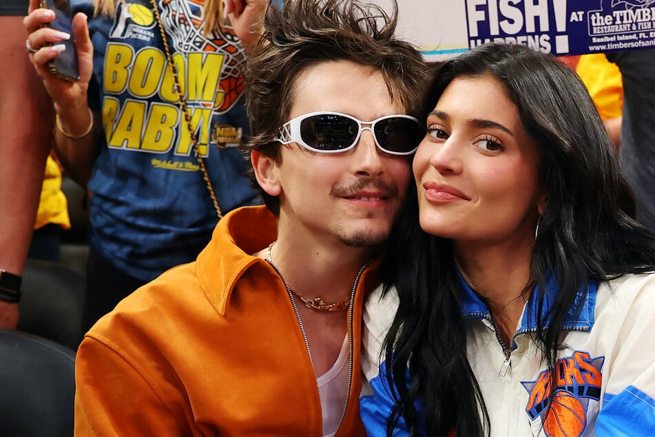 Kylie Jenner swooned over a TikTok video of Timothée Chalamet (l.) arriving at the Eastern Conference Finals.