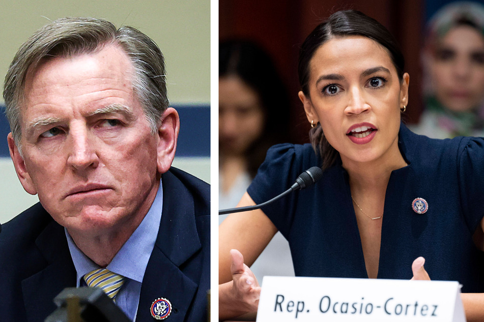 Republican Rep. Paul Gosar (l.) was censured and stripped of his committee assignments after tweeting a video fo himself killing AOC.