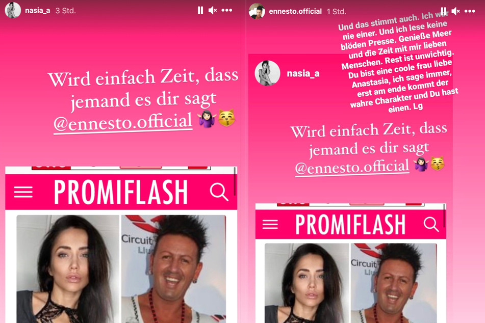 Model Anastasiya Avilova (32) und Sänger Ennesto Monté (46) kommunizierten am Dienstag via Instagram-Storys miteinander.