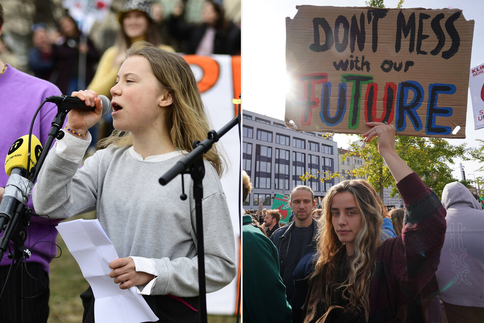 Greta Thunberg (l) is a Gen Zer fighting for a better future, which has inspired other young people to do the same.