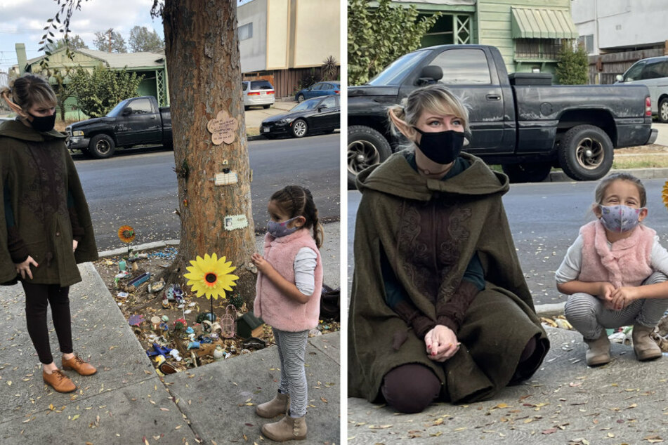 After more than nine months, Kelly and Eliana met for the first time (collage).