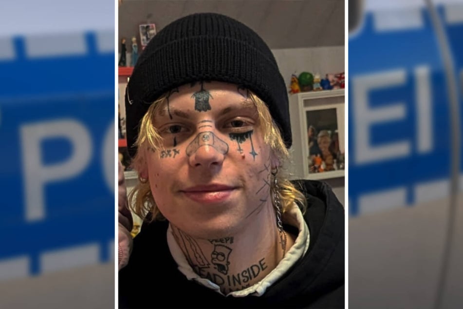 Der vermisste Ian Gabor G. (24) trägt auffällige Tattoos im Gesicht und am Hals.