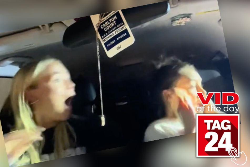 Today's Viral Video of the Day features two girls' hilarious reaction when a police officer unsuspectingly approached their vehicle.