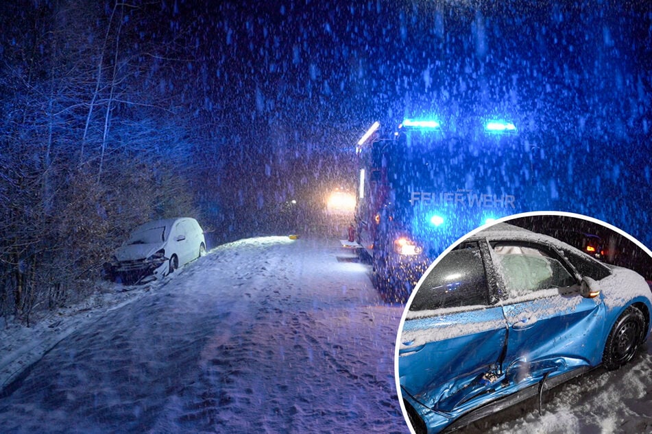 Neuschnee sorgt für drei Verletzte: Auto rutscht in Gegenverkehr