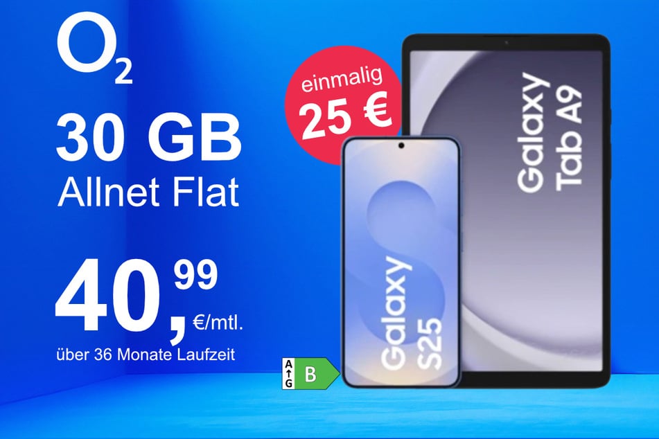 Das Samsung Galaxy S25 + Tab A9 im o2 Mobile M für einmalig 25 Euro.