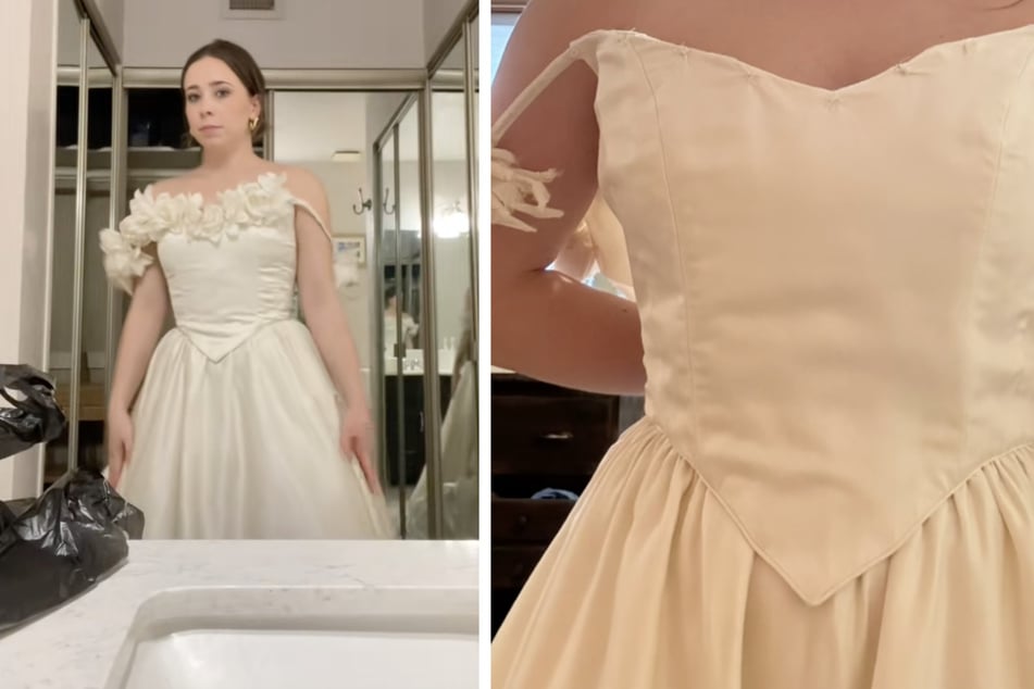 Eine Schneiderin verwandelte Adrians altes Secondhand-Kleid in ein absolutes Traumkleid. Die Transformation zeigte die 26-Jährige auf TikTok.