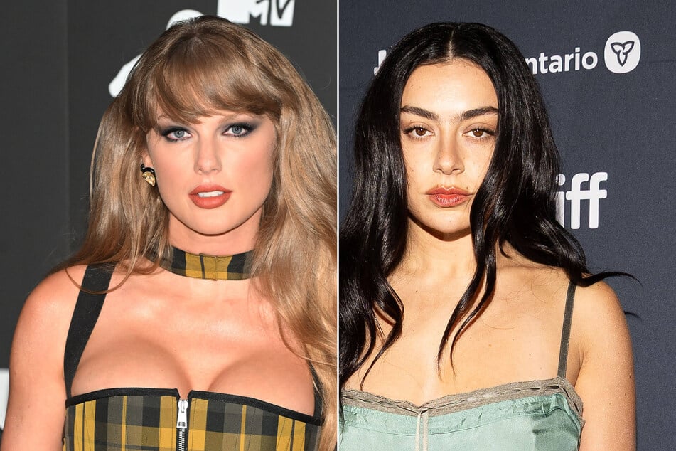 Taylor Swift (l.) seemingly took a swipe at Charli XCX on her new song, Actually Romantic.