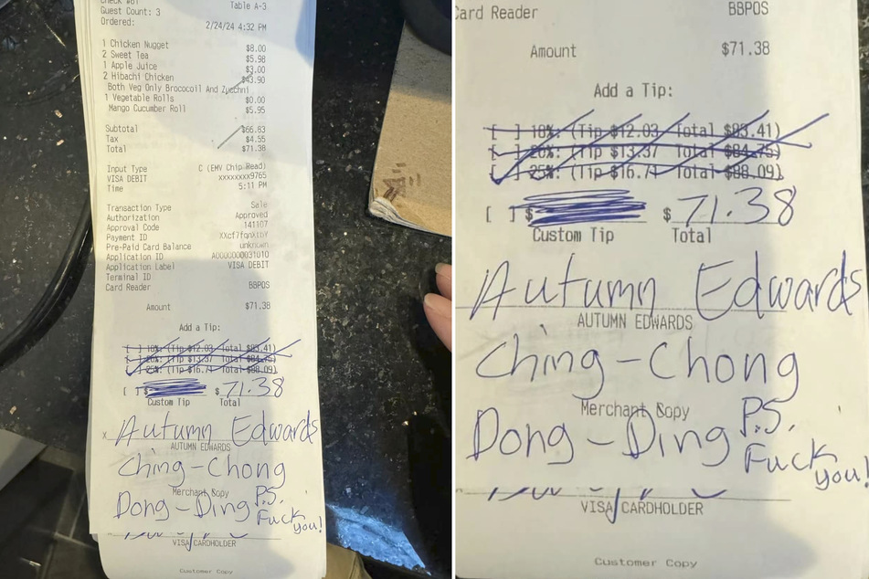 Diese Nachricht erhielt der Kellner eines asiatischen Restaurants.
