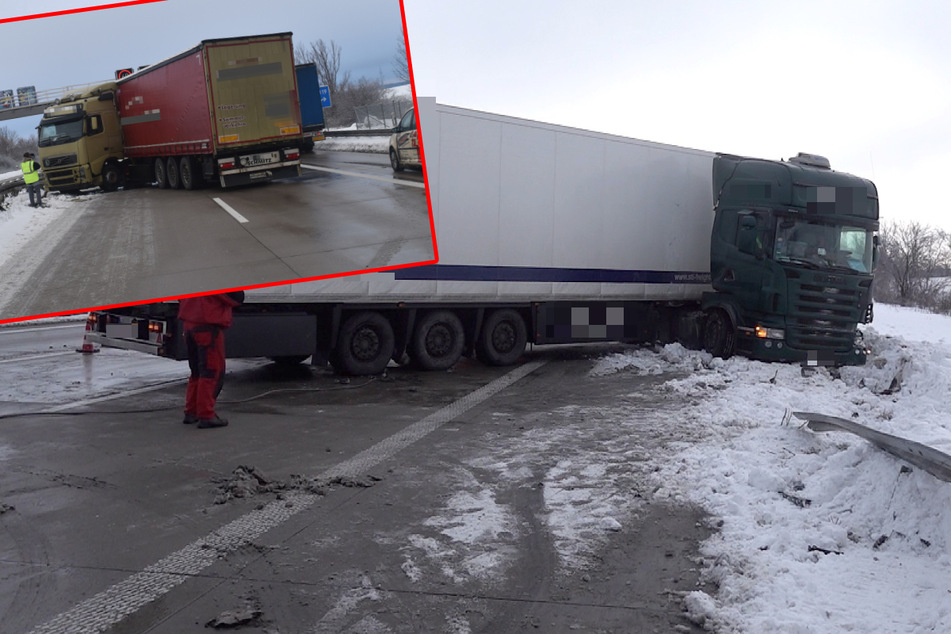 Da stellt sich auch der Brummi quer: Glatteis sorgt für Staus auf Sachsen-Anhalts Autobahnen