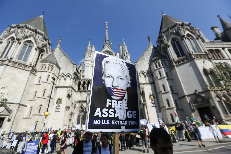 Julian Assange supporters gathered outside the Royal Courts of Justice in London on Wednesday as the US won its appeal bid for his extradition.