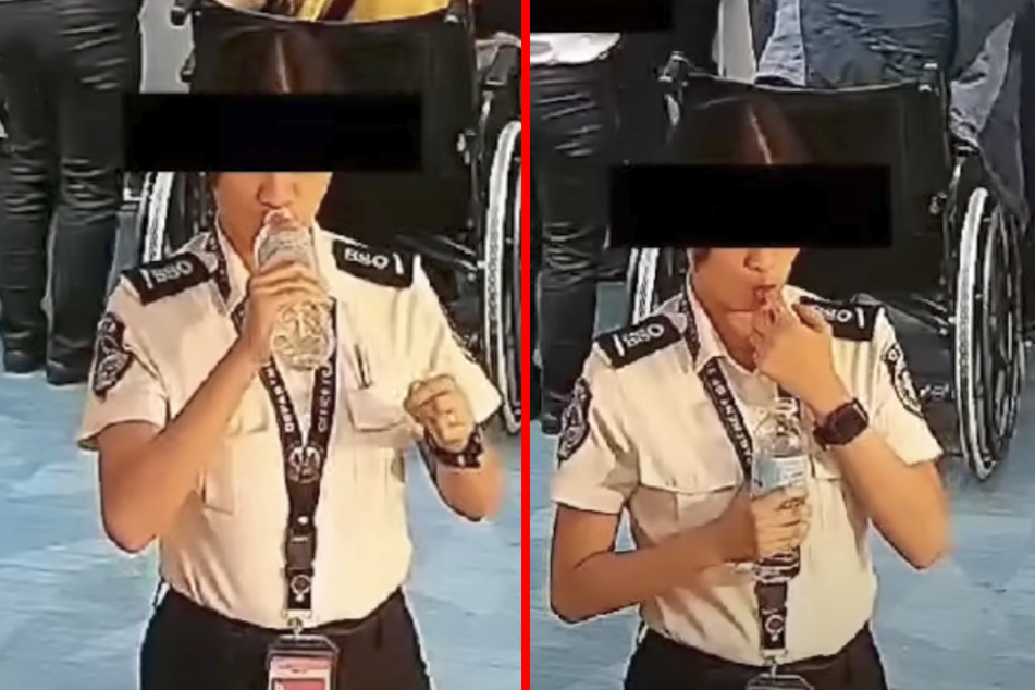 Die Sicherheitskamera filmte die junge Frau dabei, wie sie sich die Geldscheine in den Mund stopfte und das Bargeld schließlich mit Wasser hinunterspülte