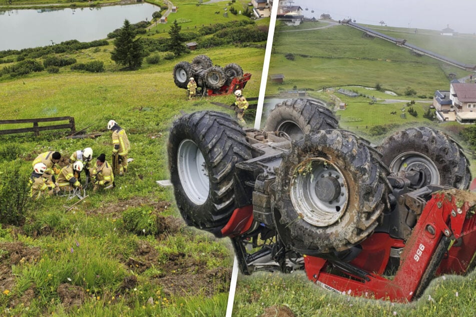 Traktor kracht 150 Meter in die Tiefe: Fahrer schwer verletzt