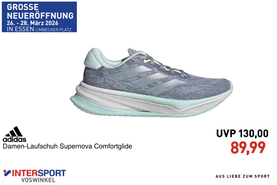 Adidas Supernova Comfortglide für 89,99 statt 130 Euro (Damen).