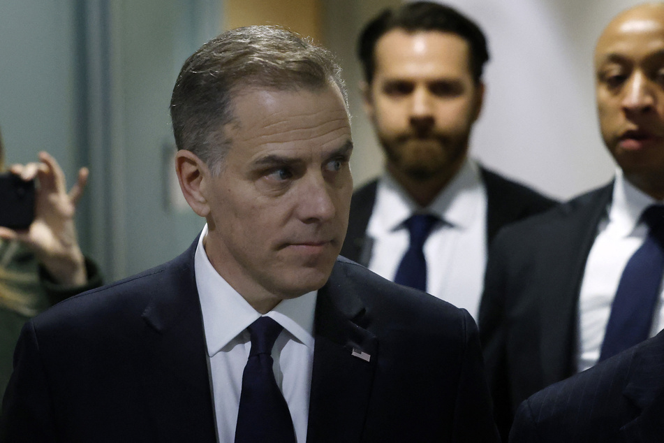 Hunter Biden (l.) arrives for a closed-door deposition before the House Committee on Oversight and Accountability, and House Judiciary Committee in the O’Neill House Office Building on February 28, 2024 in Washington, DC.