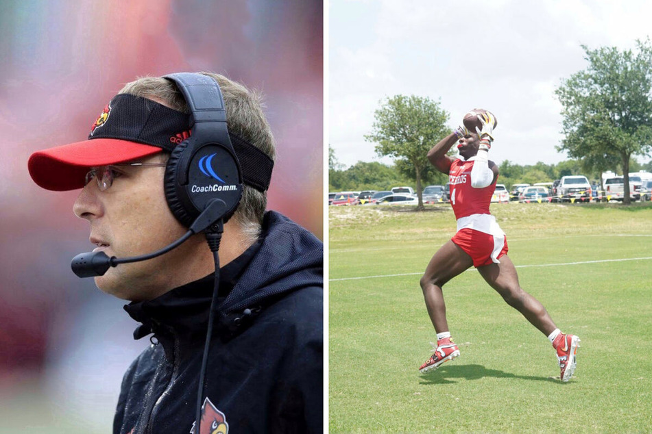 Scott Satterfield (l.), head coach of the Louisville Cardinals, has successfully recruited Rueben Owens II, the No. 1 ranked running back in the US.