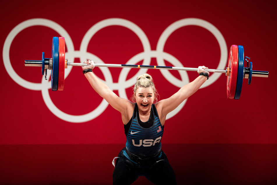 Women's weightlifter Kate Nye won a silver medal in the women's 76 kg group A final during the Tokyo 2020 Olympic Games