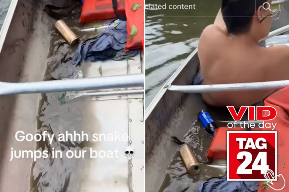 Today's Viral Video of the Day features a couple of canoers' reactions after a snake hopped into their boat!