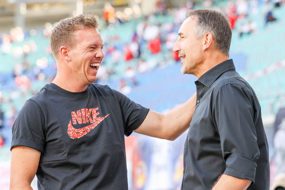 Julian Nagelsmann (33) und Achim Beierlorzer (53) hier noch als Cheftrainer von RB Leipzig und dem 1. FSV Mainz 05.