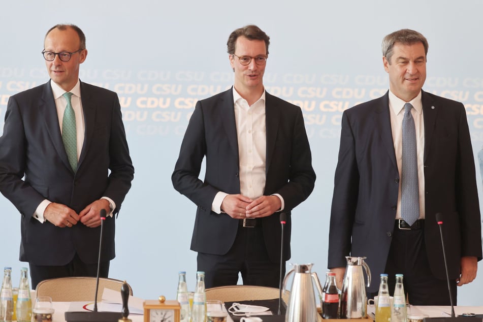 Wer wird Kanzlerkandidat der Union? CDU-Chef Friedrich Merz (68, v.l.), NRW-Ministerpräsident Hendrik Wüst (49, CDU) oder CSU-Boss Markus Söder (57).