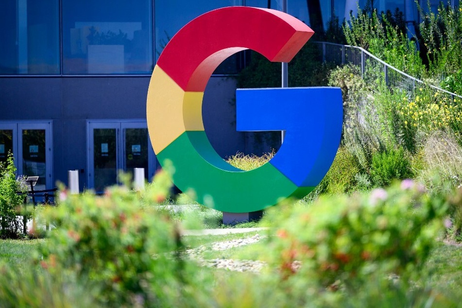 A large Google logo is pictured at the company’s Bay View campus in Mountain View, California.